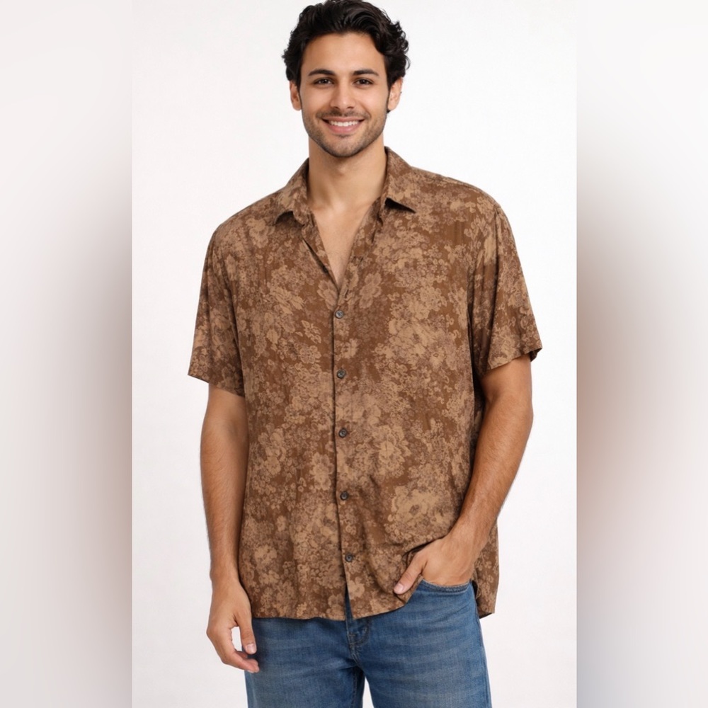 Brown Floral Men's Shirt